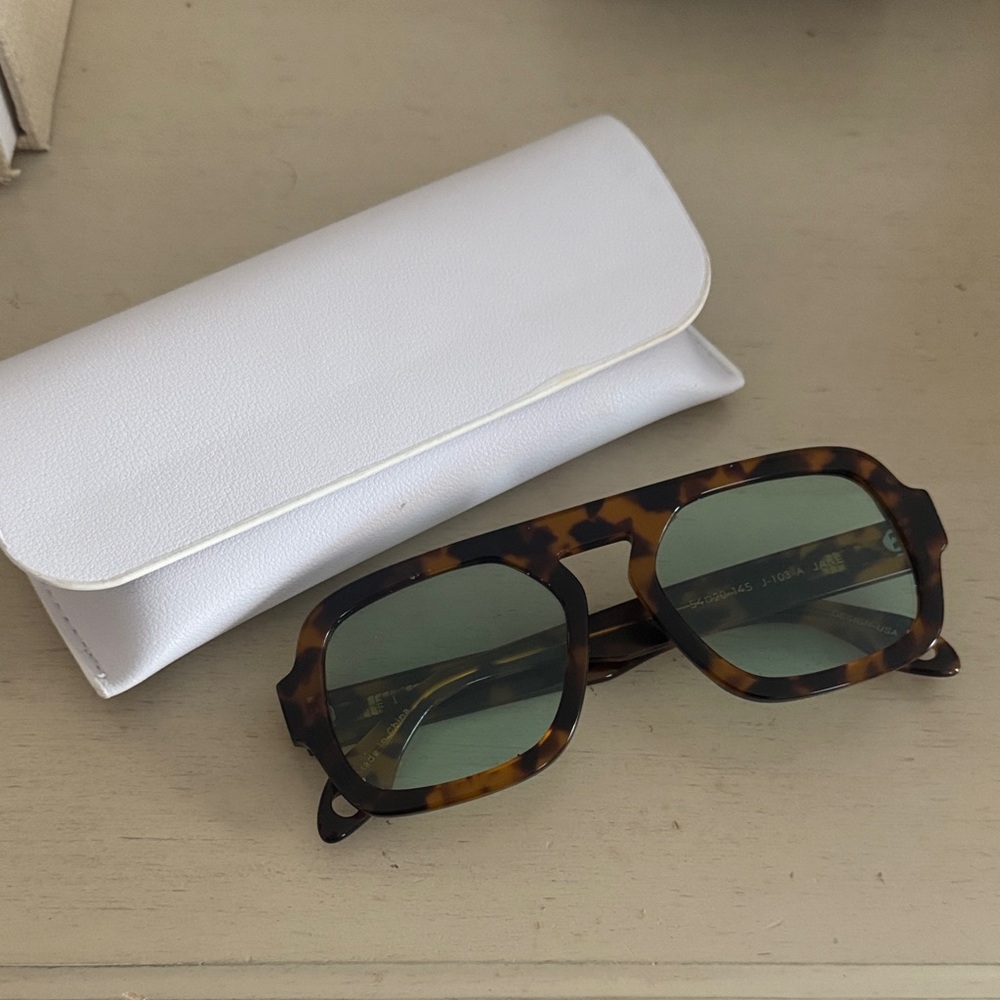 Elisa Johnson Tortoise Shell Sunglasses with White Case